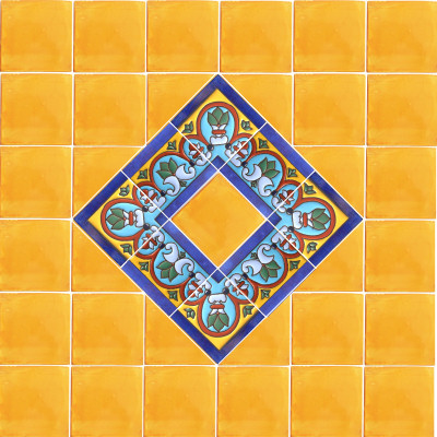 TalaMex Aqua Border Raised Talavera Mexican Tile Close-Up