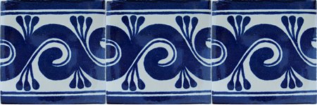 Caracol azul Talavera Mexican Tile Close-Up