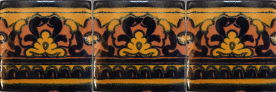 Black Mayan Talavera Mexican Tile Close-Up
