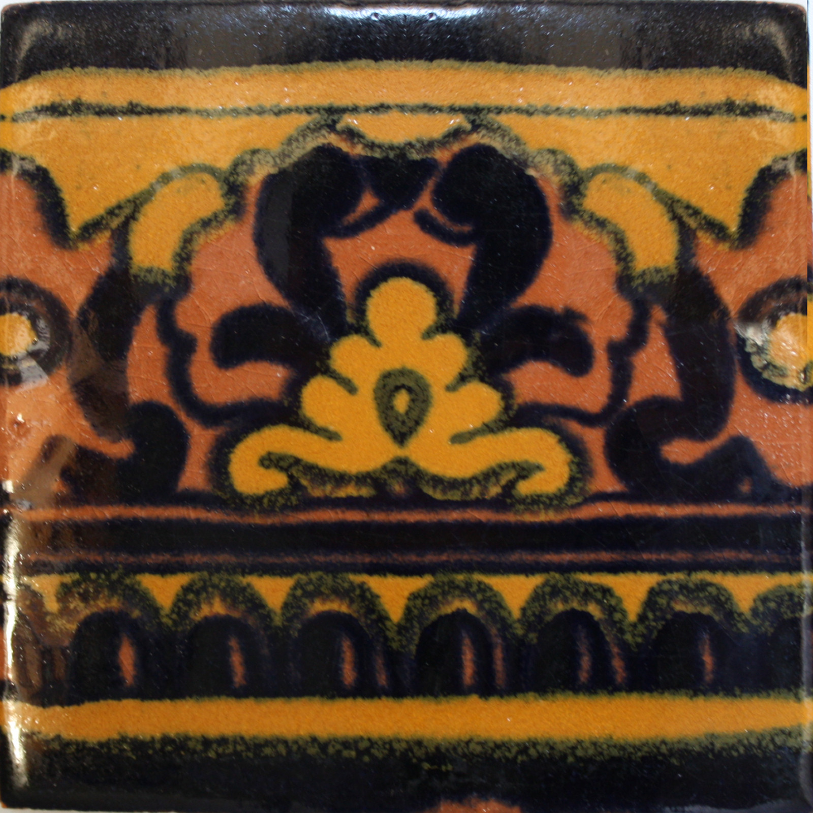 Black Mayan Talavera Mexican Tile