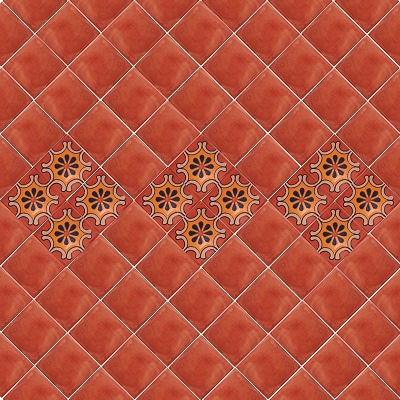 Glazed Terracotta Mexican Clay Tile Close-Up