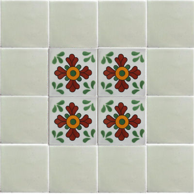 TalaMex Green Seville Talavera Mexican Tile Close-Up