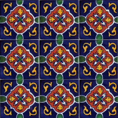 TalaMex Blue Granada Talavera Mexican Tile  Close-Up