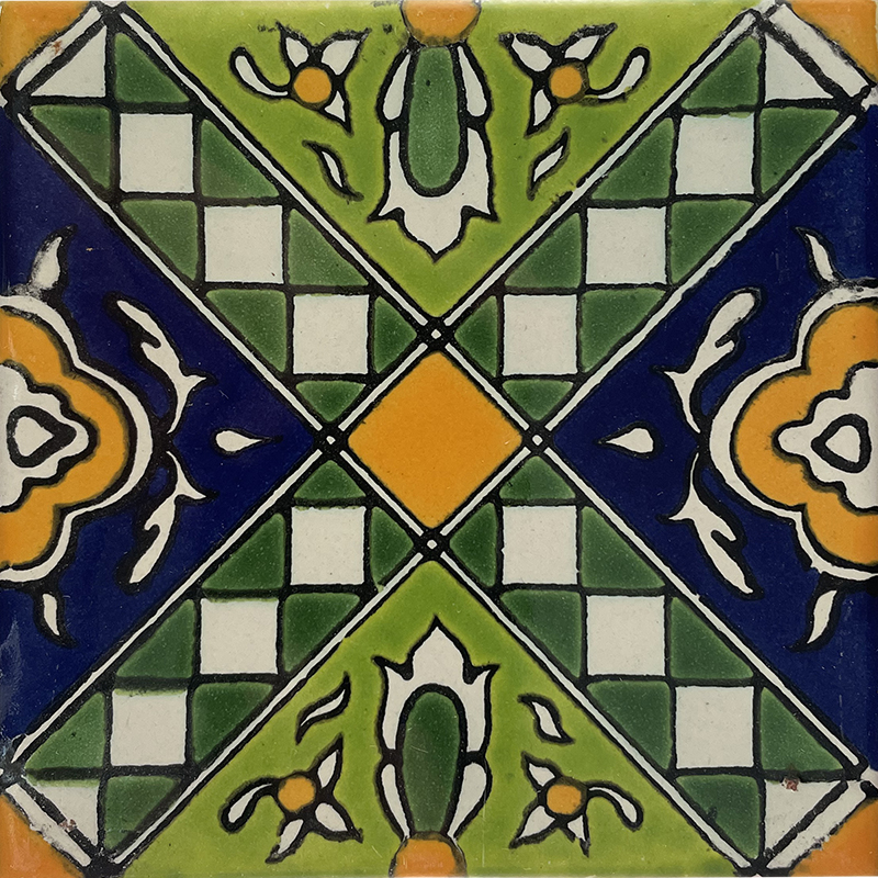 Mexican Kitchen Tile on Green Zamora Talavera Mexican Tile 211315 370