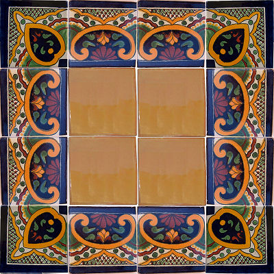 TalaMex Corner Greca C Talavera Mexican Tile Close-Up