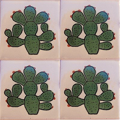 Nopal Talavera Mexican Tile Close-Up