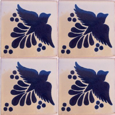 Blue Bird Talavera Mexican Tile Close-Up