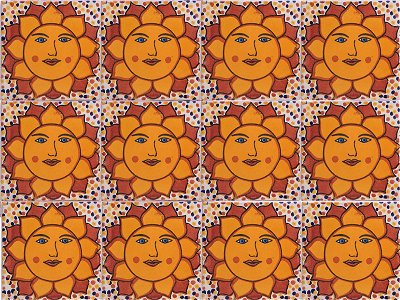 Sunface Talavera Mexican Tile Close-Up
