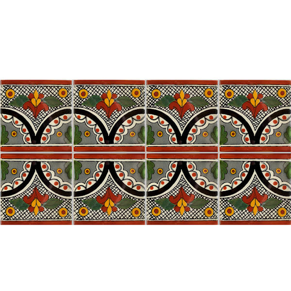 TalaMex Black Arc Talavera Mexican Tile Close-Up
