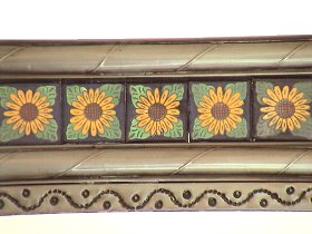TalaMex Post Medium Brown Sunflower Tile Mexican Mirror Close-Up