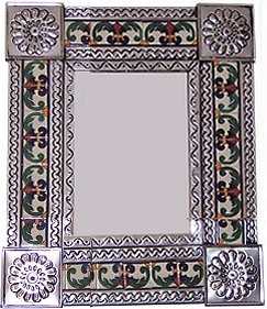 Silver Greca Ii Mexican Tile Mirror Small Silver Greca Ii Mexican Tile Mirror