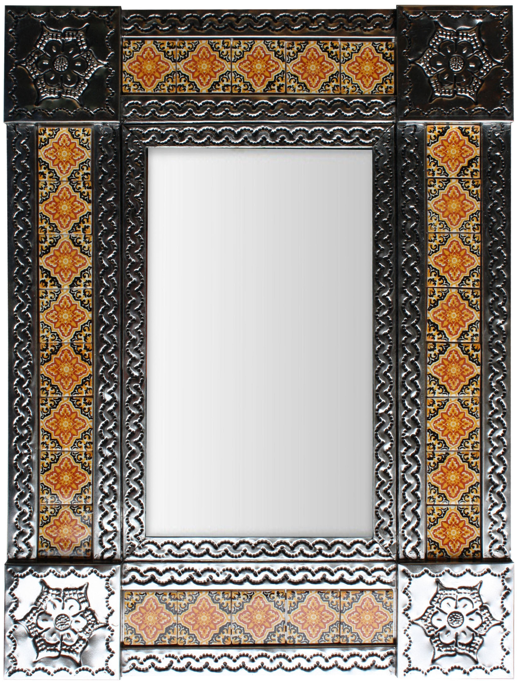 TalaMex Small Silver Covelo Tile Mexican Mirror