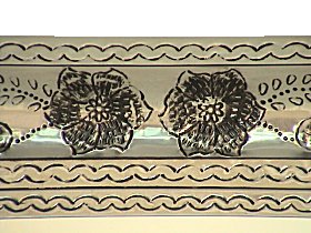 White Flower Embossed Tin Mirror Details
