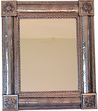 Silver Strips Vertical Post Talavera Tin Mirror