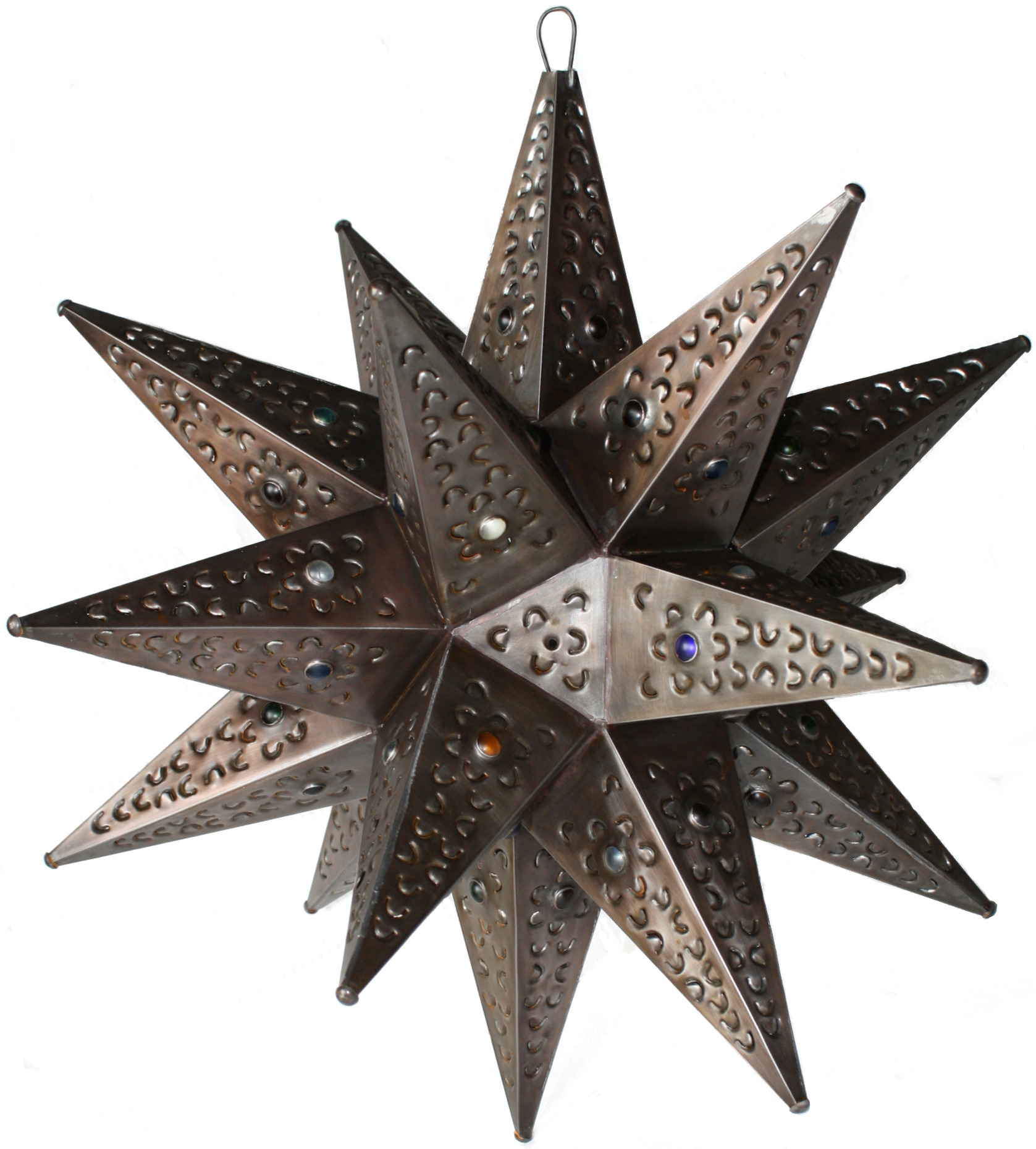 Large Brown Tin Star Chandelier