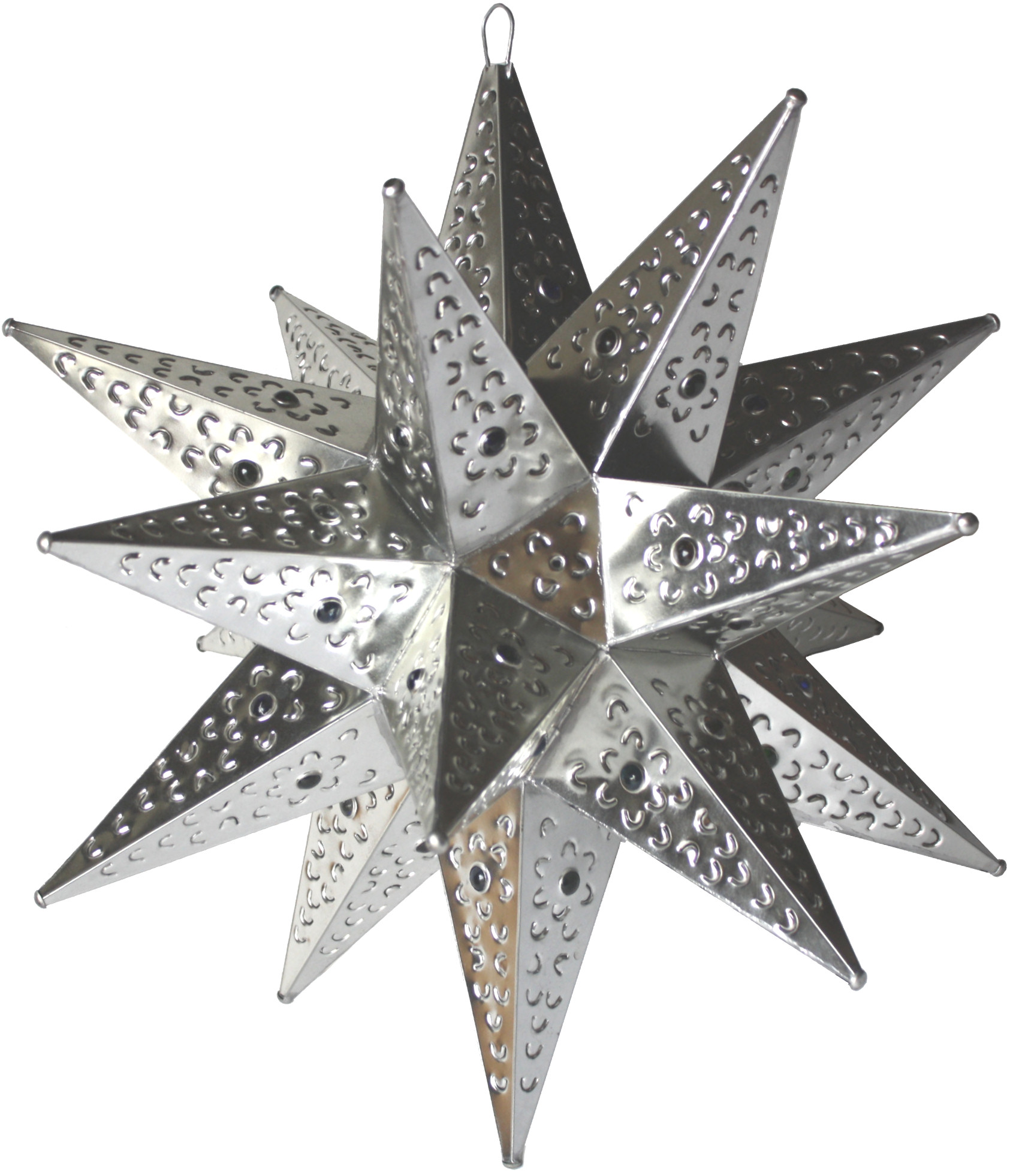 Large Silver Tin Star Chandelier