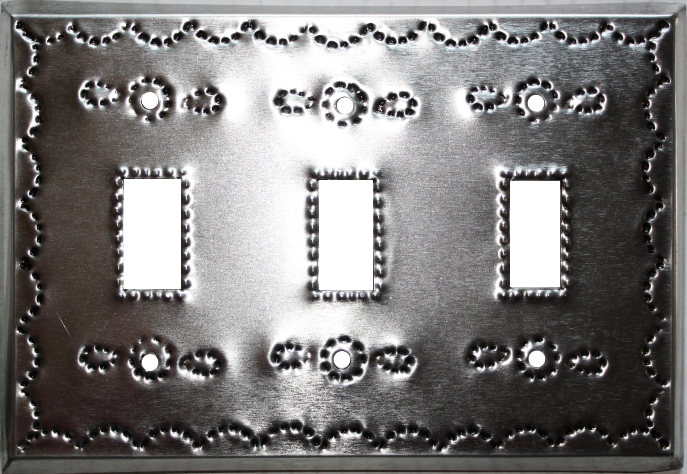 Triple Toggle Silver Tin Switchplate