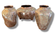 Etched silver copper vase