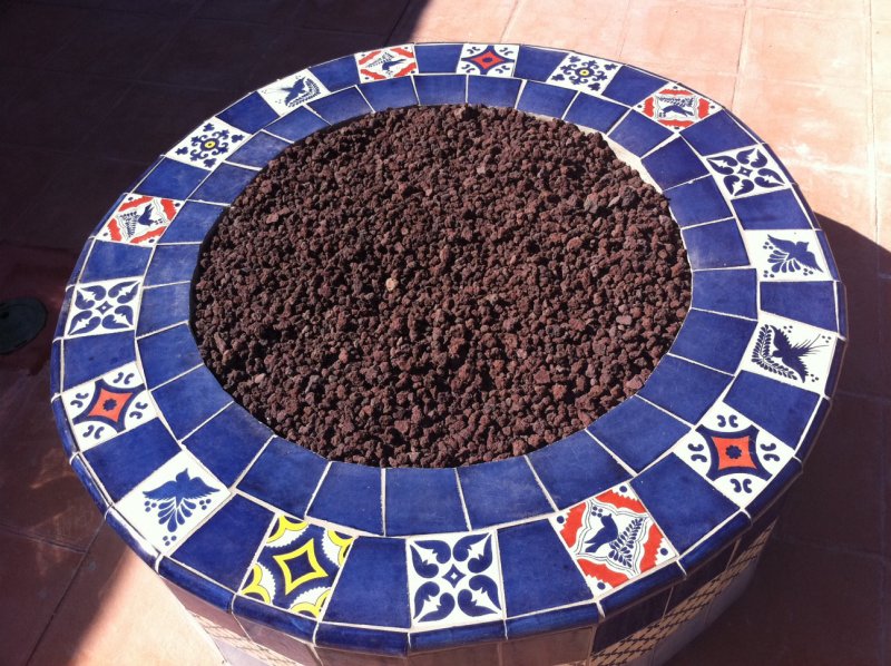 Top View Outdoors Mexican Tile In A, Spanish Tile Fire Pit