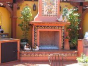 Mosaic Tile In Outdoors Fireplace