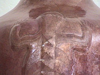 Folk Art Lizard Copper Vase Details