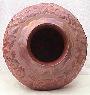 Folk Art Birds Copper Vase Details