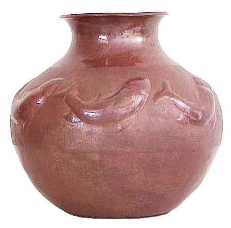 Arts & Crafts Fish Copper Vase