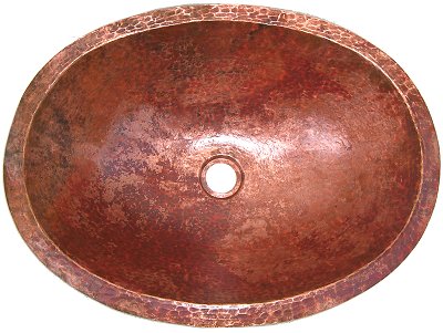 Undermount Hammered Oval Natural Bathroom Copper Sink