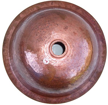 Undermount Hammered Round Natural Bathroom Copper Sink Details