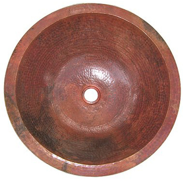 Undermount Hammered Round Natural Bathroom Copper Sink