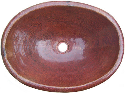 Natural Hammered Oval Bathroom Copper Sink