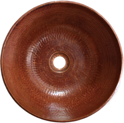 Natural Hammered Round Bathroom Copper Vessel II Close-Up