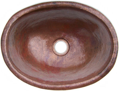 Natural Hammered Oval Bathroom Copper Sink Details
