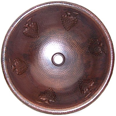 Hammered Round Grapes Bathroom Copper Sink