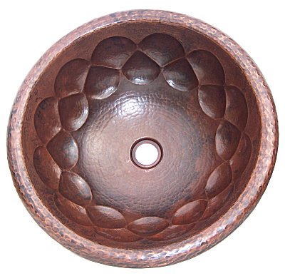 Hammered Round Drops Bathroom Copper Sink