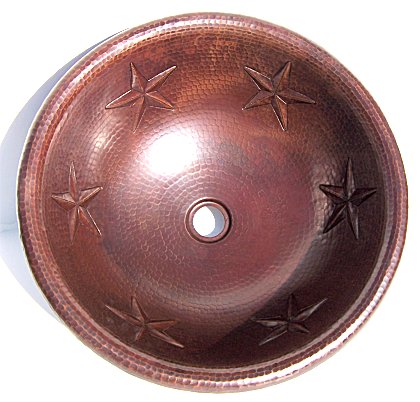 Hammered Round Stars Bathroom Copper Sink