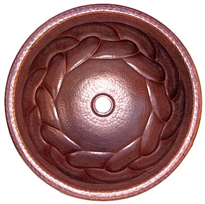 Hammered Round Braided Bathroom Copper Sink