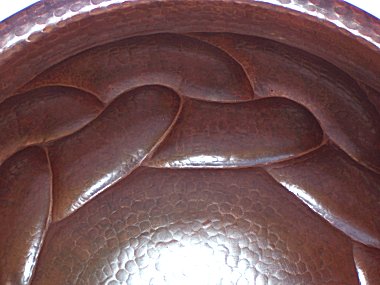 Hammered Round Braided Bathroom Copper Sink Close-Up