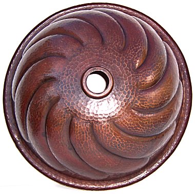 Hammered Round Twister Bathroom Copper Sink Details