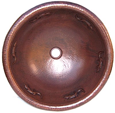 Hammered Round Lizard Bathroom Copper Sink