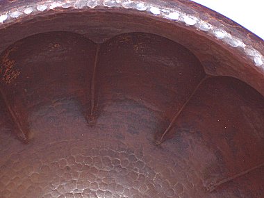 Hammered Round Shell Bathroom Copper Sink Close-Up