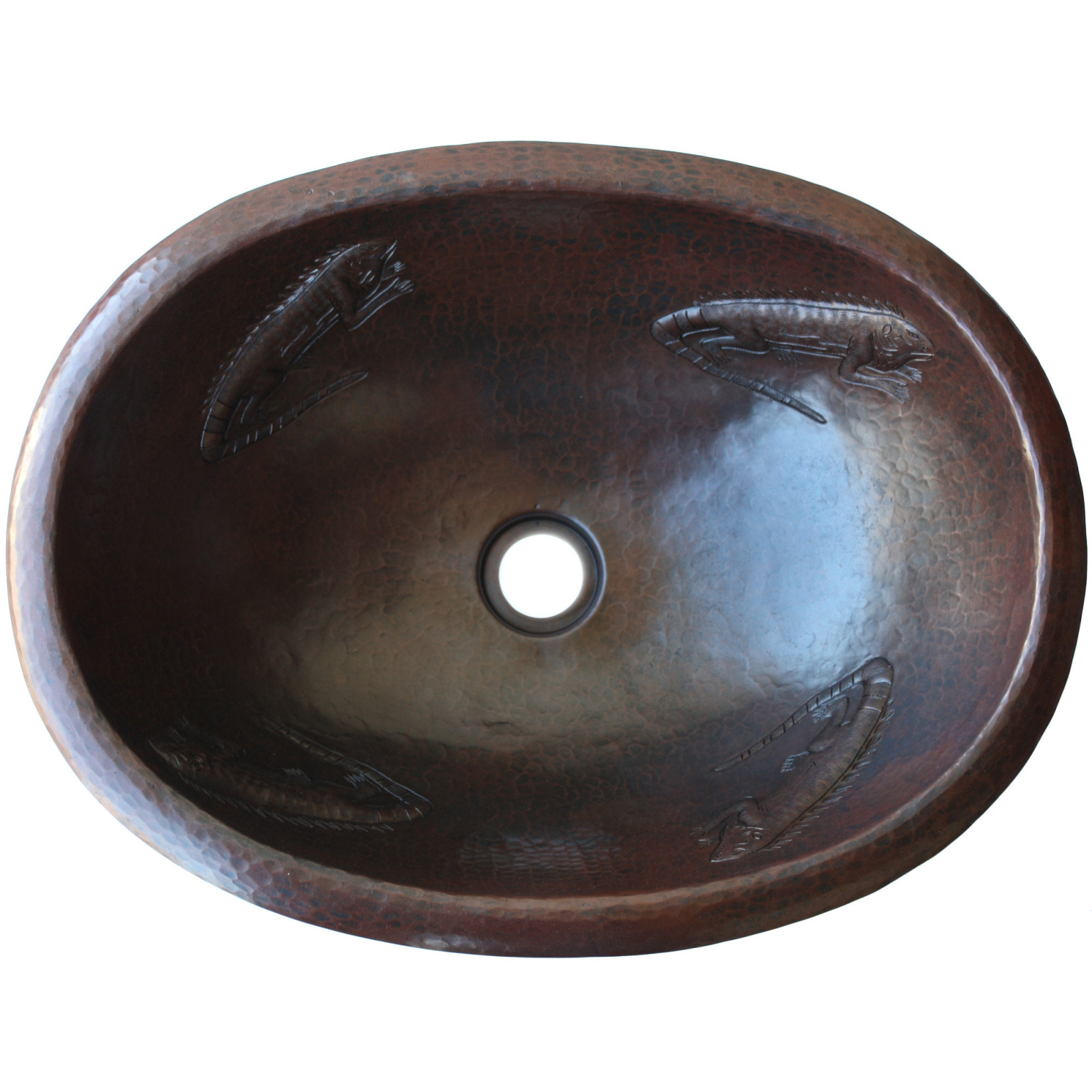 Hammered Oval Lizards Bathroom Copper Sink