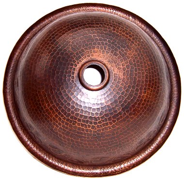 Hammered Round Flowers Bathroom Copper Sink Details