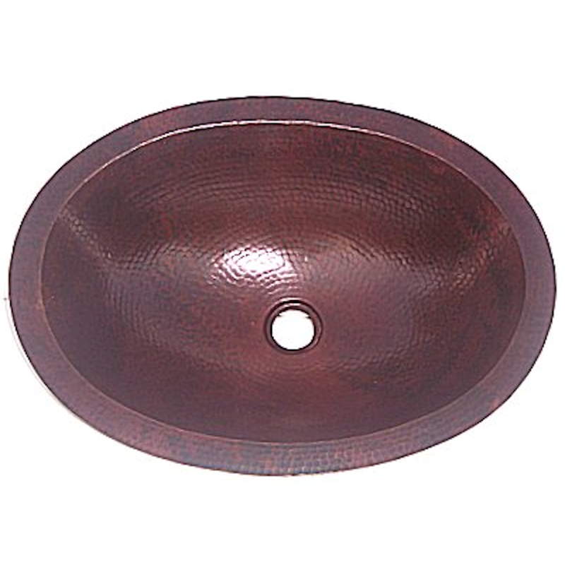 Undermount Hammered Oval Bathroom Copper Sink