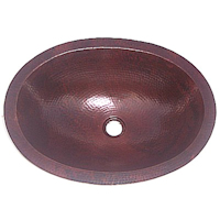 Undermount Hammered Oval Bathroom Copper Sink