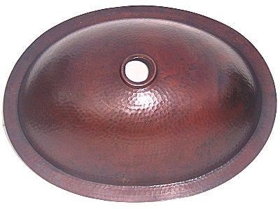 Undermount Hammered Oval Bathroom Copper Sink Details