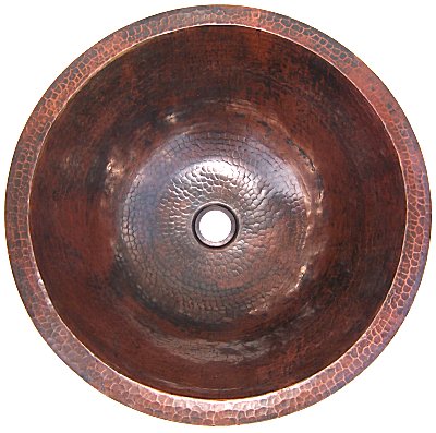 Undermount Hammered Round Bathroom Copper Sink