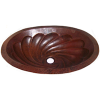 Undermount Hammered Oval Twister Bathroom Copper Sink