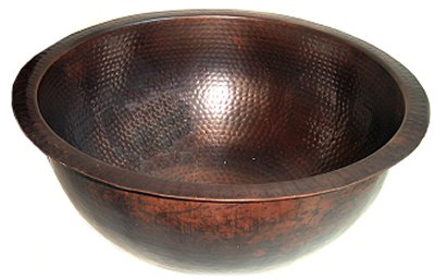 Undermount Hammered Round Bathroom Copper Sink Details
