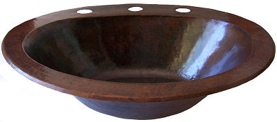 Over-Counter Hammered Oval Bathroom Copper Sink Details
